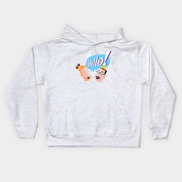 Hello! Kids Hoodie by Two Old Queens